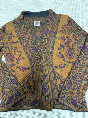 Vtg Millma Bolivia 100% Alpaca Handloomed V Neck Cardigan Medium